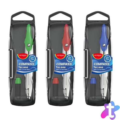 Körző, betétes, fém, pótbéllel, Keyroad Smart, vegyes színek
