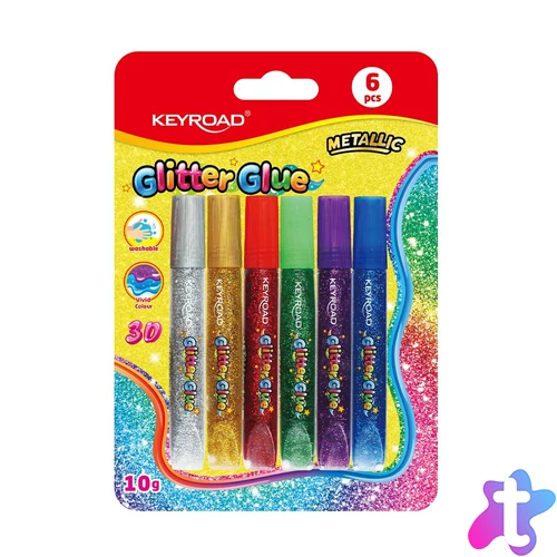 Ragasztó folyékony dekorációs , glitteres, Keyroad, 6 x 10 g