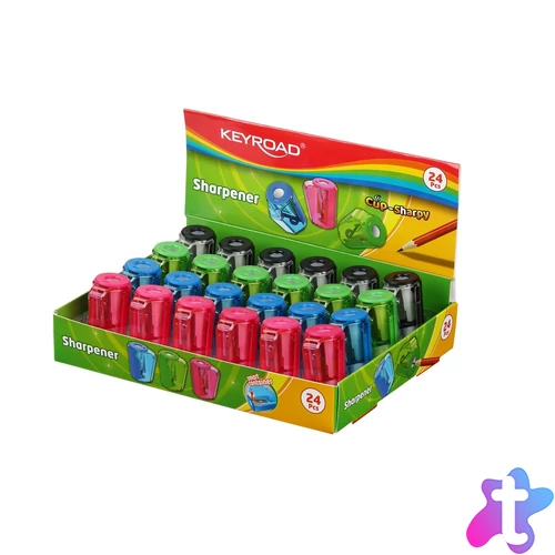 Hegyező 1 lyukú tartályos 24 db/display Keyroad Cup Sharpy vegyes színek