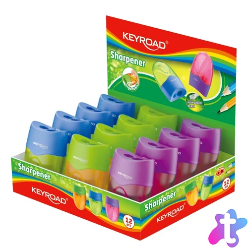 Hegyező 2 lyukú tartályos 12 db/display Keyroad Mellow vegyes színek