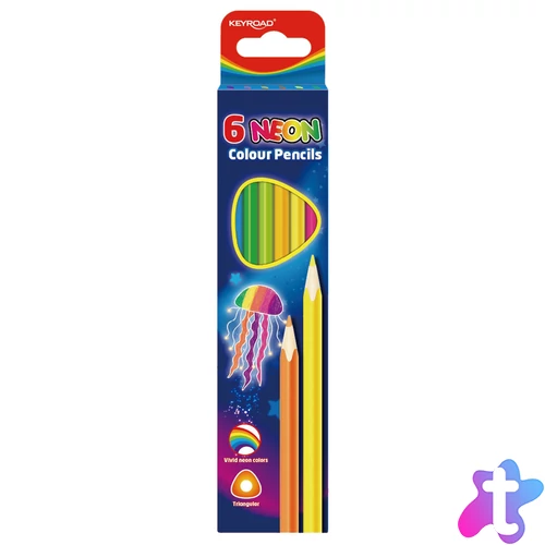 Színes ceruza készlet háromszögletű Keyroad Neon 6 klf. neon szín