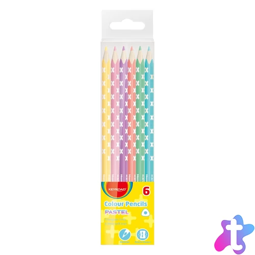 Színes ceruza készlet háromszögletű Keyroad Pastel 6 klf. pasztell szín
