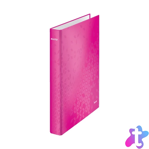 Gyűrűskönyv A4, Maxi 4cm, 2 gyűrű, D alakú, karton Leitz Wow rózsaszín