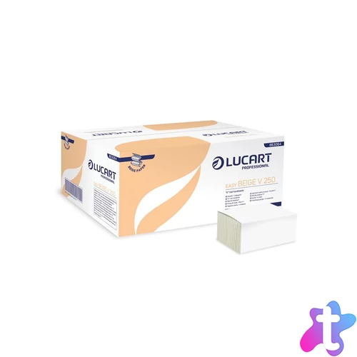 Kéztörlő 1 rétegű V hajtogatású 250 lap/csomag 20 cs/karton Beige Easy Lucart_863064P natúr