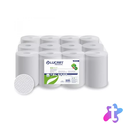 Kéztörlő 2 rétegű tekercses átmérő: 14 cm 240 lap/tekercs 12 tekercs/karton Eco 14 CF Lucart_861080 fehér