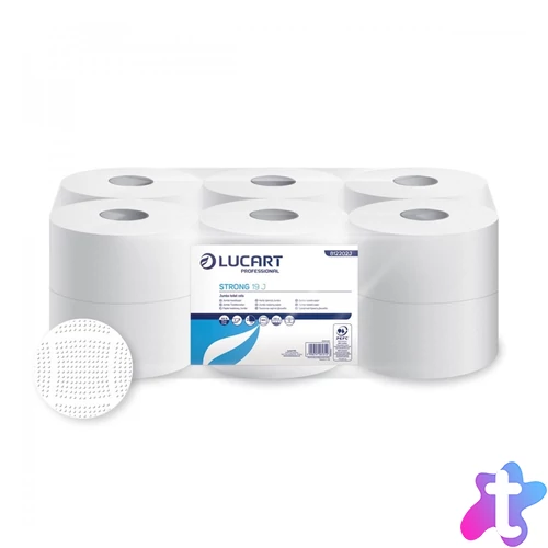 Toalettpapír 2 rétegű közületi átmérő: 19 cm 600 lap/tekercs 12 tekercs/karton Aquastream 150 Lucart_812223J fehér