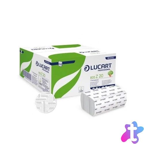 Kéztörlő 2 rétegű Z hajtogatott 200 lap/csomag 20 x 24 cm 15 csomag/karton Eco Z 20 Lucart_864062E fehér