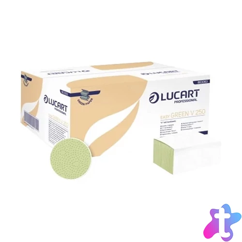 Kéztörlő 1 rétegű V hajtogatott 250 lap/csomag  25 x 21,5 cm 20 csomag/karton Easy Green V 250 Lucart_863063P zöld