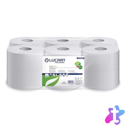 Toalettpapír 2 rétegű közületi átmérő: 19 cm 12 tekercs/karton 19 J EcoLucart_812200 fehér