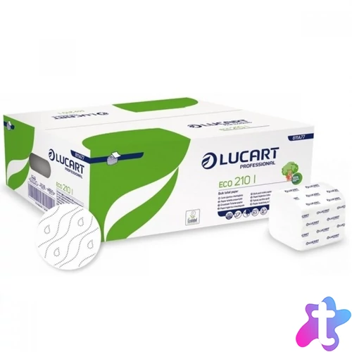 Toalettpapír 2 rétegű hajtogatott 210 lap/csomag 40 csomag/karton Eco 210 I Lucart_811A77 fehér