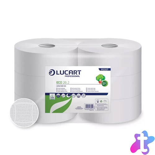 Toalettpapír 2 rétegű közületi átmérő: 23 cm 717 lap/tekercs 6 tekercs/karton Eco 23 J Lucart_812206 fehér