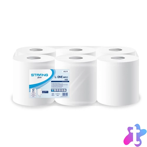 Kéztörlő 2 rétegű laponkénti átmérő: 18 cm 460 lap 6 tekercs/karton Strong L-One Maxi450 Lucart _852275U fehér