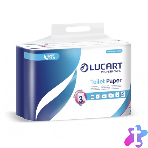 Toalettpapír 3 rétegű kistekercses 100 % cellulóz 140 lap/tekercs 24 tekercs/csomag 3.24 Strong Lucart_811C78P hófehér