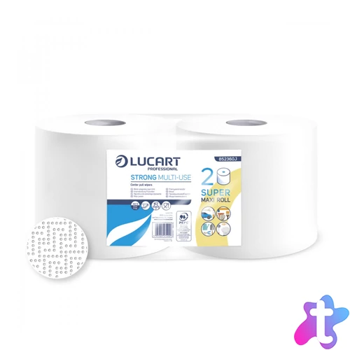 Ipari törlő 2 rétegű kitéphető dudával átmérő: 25 cm 760 lap/tek 2 tekercs/karton Strong Multi Use Lucart _852360J fehér