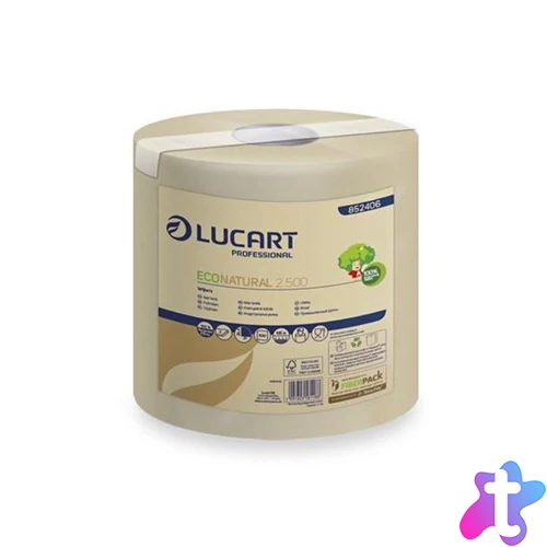 Kéztörlő 2 rétegű tekercses átmérő: 20 cm egyesével csomagolt 2.500 EcoNatural Lucart_852406 havanna barna