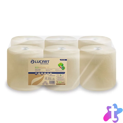 Ipari törlő 2 rétegű kitéphető dudával átmérő: 20 cm 475 lap/tekercs 6 tekercs/karton EcoNatural 135 Lucart_852226 barna