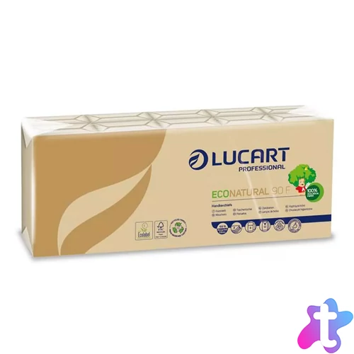 Papírzsebkendő 4 rétegű 9 lap/cs 10 cs/csomag EcoNatural 90 F Lucart_843166J havanna barna