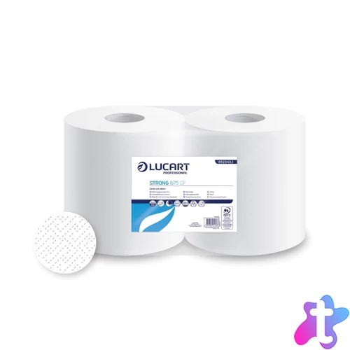 Ipari törlő 2 rétegű kitéphető dudával átmérő: 25 cm 675 lap/tekercs 2 tekercs/karton Strong 675 CF Lucart_852343J fehér