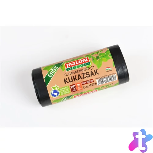 Szemeteszsák újrahasznosított 110 liter 60 x 100 cm 30 mikron 10 db/tekercs Mazzini_fekete