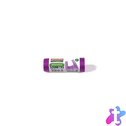 Szemeteszsák köthető füles 60 liter 59 x 72 cm 15 db/tekercs újrahasznosított Mazzini_lilla