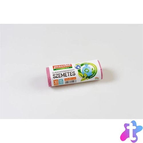 Szemeteszsák újrahasznosított 30 liter 50 x 60 cm 15 db/tekercs Mazzini_mályva