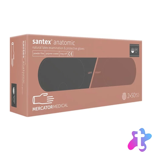 Gumikesztyű latex púdermentes, hosszú szárú S jobb/bal 2x50 db Santex fehér