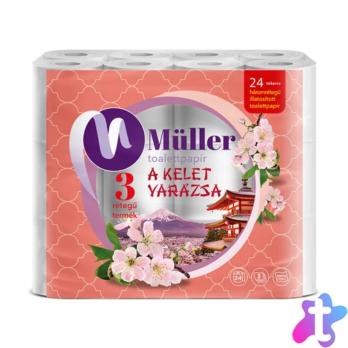 Toalettpapír 3 rétegű kistekercses 100% cellulóz 100 lap/tekercs 24 tekercs/csomag Kelet Varázsa Müller fehér