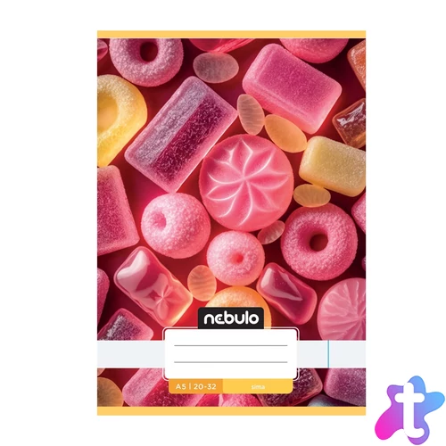 Füzet, A5, sima, 20-32, Cuki minták, 16 db/csomag Nebulo