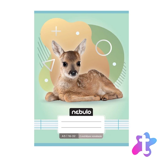 Füzet, A5, 2. osztályos vonalas, 16-32, Állatos minták, 16 db/csomag Nebulo