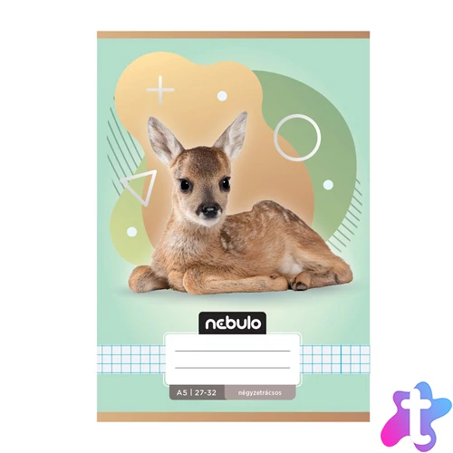 Füzet, A5, kockás, 27-32, Állatos minták, 16 db/csomag Nebulo