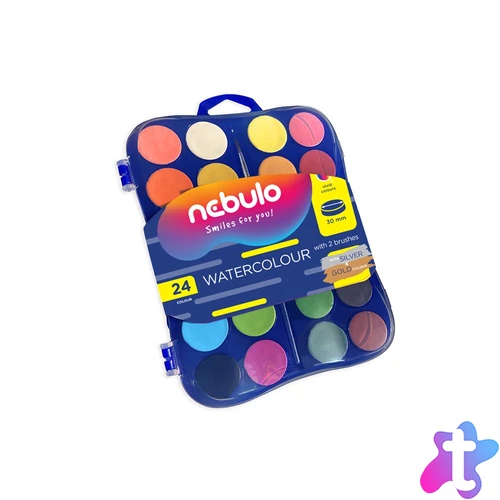 Vízfesték készlet, 24 db-os, 30mm festékgombokkal Nebulo