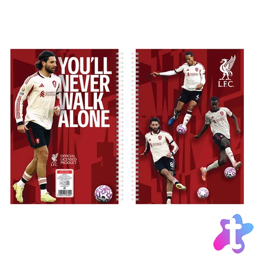 Füzet spirál A4, 70lapos, kockás 10 db/csomag Liverpool