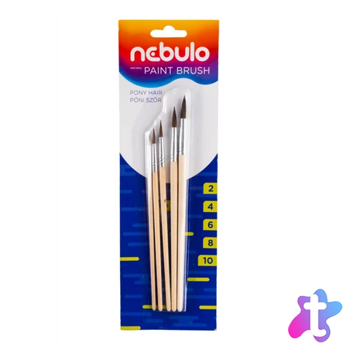 Ecset készlet natúr fa nyéllel 5 db/csomag, Nebulo