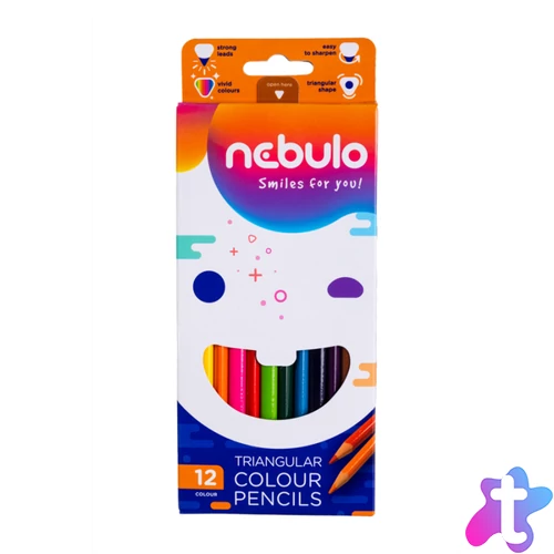 Színes ceruza készlet, háromszögletű Nebulo 12 klf. szín