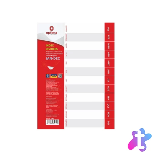 Elválasztólap, A4, PP prespán mintás 110 micron, Jan-Dec, Optima