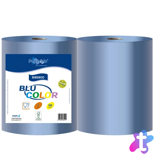 Kéztörlő 3 rétegű tekercses átmérő: 26 cm 100% cellulóz 192 m/tekercs 2 tekercs/csomag Blu Color Paperdi