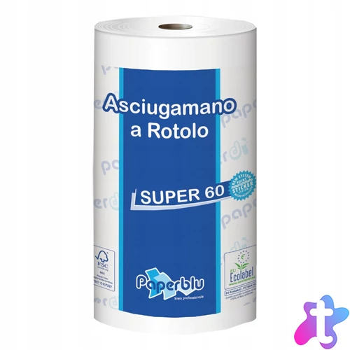 Kéztörlő 2 rétegű tekercses átmérő: 14 cm 100% cellulóz 200 lap/60 m/tekercs Super 60 Sticker Paperdi