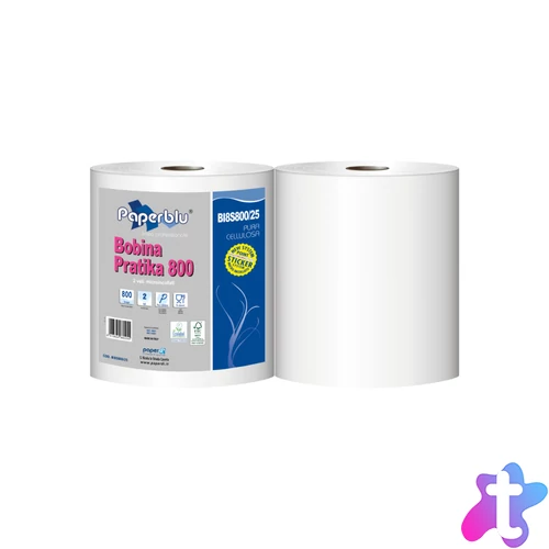 Ipari törlőpapír 2 rétegű tekercses átmérő: 26 cm 800 lap/tek 2 tekercs/zsugor Bobina Pratika 800 Paperdi