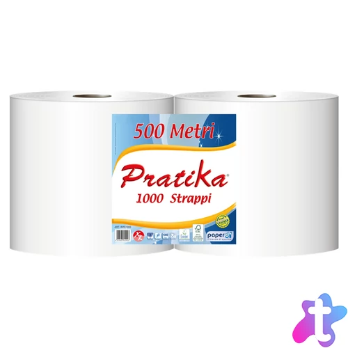 Ipari törlő 2 rétegű tekercses átmérő: 29 cm 1000 lap/340 m/tekercs 2 tekercs/csomag Praktika 1000 Paperdi_fehér