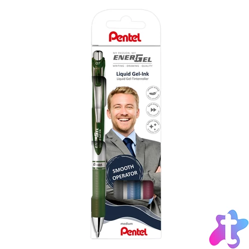 Rollertoll zselés 0.7mm, Pentel EnerGel BL77-4, írásszín fekete, sötétkék, burgundi, sötétzöld