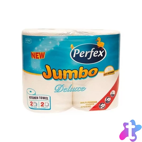 Háztartási papírtörlő kéztörlő 2 rétegű 300 lap/tekercs 2 tekercs/csomag Boni Perfex Jumbo Deluxe