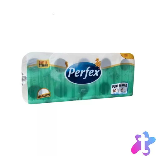 Toalettpapír 2 rétegű kistekercses 100% cellulóz 108 lap/tekercs 10 tekercs/csomag Boni Perfex