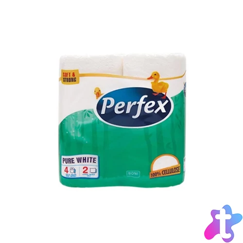 Toalettpapír 2 rétegű kistekercses 100% cellulóz 84 lap/tekercs 4 tekercs/csomag Boni Perfex
