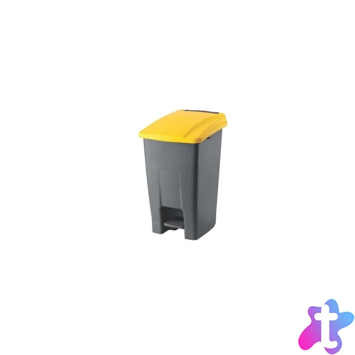 Szemetes kuka pedálos műanyag 50 literes antracit/sárga UP227-214