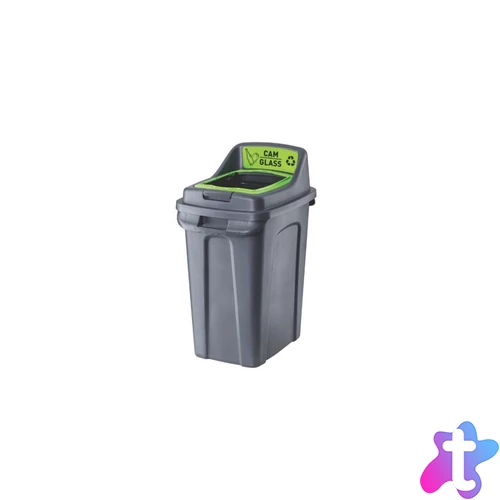 Szemeteskuka műanyag szelektív 50 literes antracit/zöld UP294-212