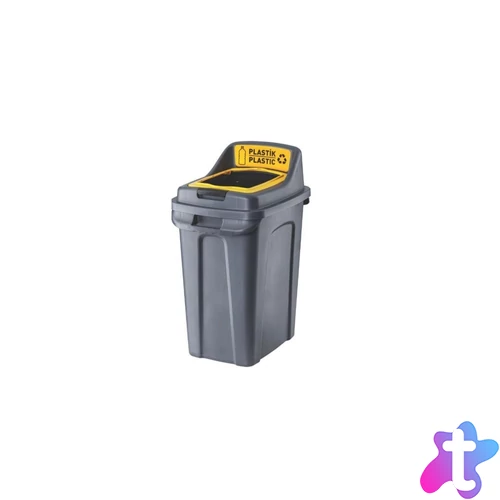 Szemetes kuka műanyag szelektív 50 literes antracit/sárga UP294-214
