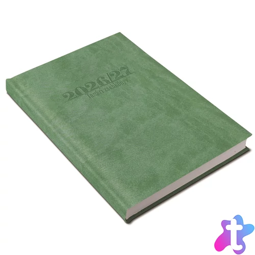 Tanári határidőnapló A5, műbőr 150mmx210mm, fehér lapokkal világoszöld 2026/2027 Realsystem