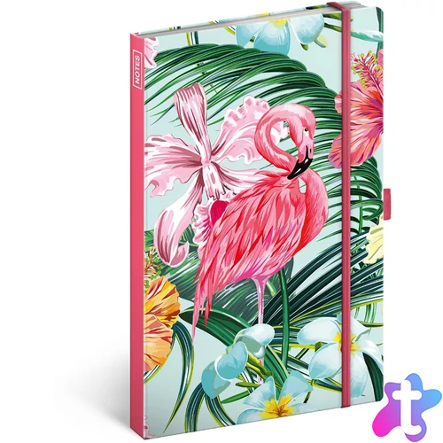 Keménytáblás notesz vonalas 13x21cm, Flamingos Realsystem 2022.