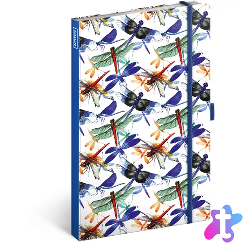 Keménytáblás notesz vonalas 13x21cm, Dragonflies Realsystem 2022.