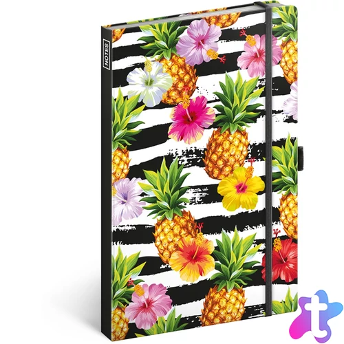 Keménytáblás notesz vonalas 13x21cm, PineApples Realsystem 2022.